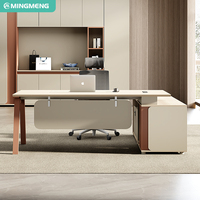 Bureau de direction moderne de luxe en mélamine avec armoire de rangement intégrée et finition anti-rayures pour usage commercial
