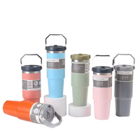 Gobelet isotherme en acier inoxydable 30 oz avec couvercle et paille, double paroi sous vide, pour café, idéal pour les voyages et l'utilisation en voiture, en acier inoxydable 304