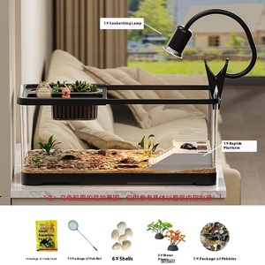 透明なデスクトップ金魚カメ水槽、正方形のプラスチック蓋付き、生態系景観水槽アクセサリー、生活用 - Product Image 6