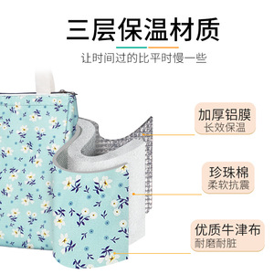 Oxford Cloth Printed Insulated <b>Lunch</b> <b>Bag</b> Large Capacity Portable Lunchbox <b>Bag</b> For Women Summer 2021 - Product Image 3