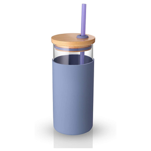 20oz Eco amistoso BPA libre de silicona manga protectora Borosili vaso vaso de agua botella de paja tapa de bamb. - Product Image 2