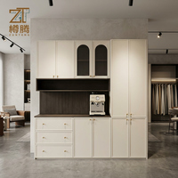 Buffet d'appoint moderne de style français avec portes en verre cintrées – Rangement de luxe pour salle à manger, solution idéale pour projets d'appartements