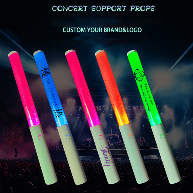 Wholesale Reusable LED Glow Sticks 15 Colors Party Accessories Custom Logo Flashing Bright Lightsticks for Idol Concert
