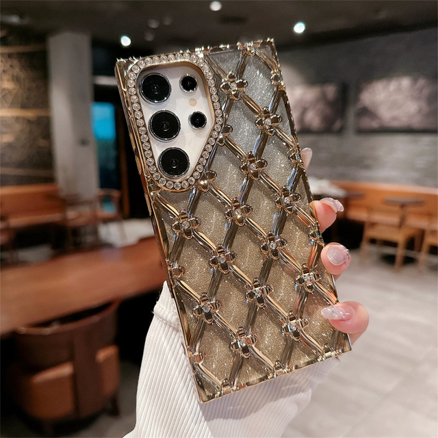 Luxury Electroplated Rhinestones Phone Case for Samsung S25 Plus S24 Ultra for iphone 16 15 14promax Shell Mobile Back Cover