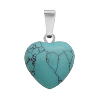 Pendentif Cœur en Pierre de Cristal 100 % Naturel, Acier Inoxydable, Améthyste, Quartz Rose pour Femme, Collier Bijoux DIY