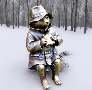 Sculpture en cuivre coulé personnalisée Statue d'ours <span class=keywords><strong>Paddington</strong></span> en bronze réaliste privée Statue humanoïde réaliste - Product Image 1