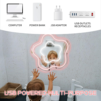 Miroir LED USB à intensité variable en forme de fleur pour filles et adolescentes, lumière néon pour chambre à coucher, salon et décoration de fête