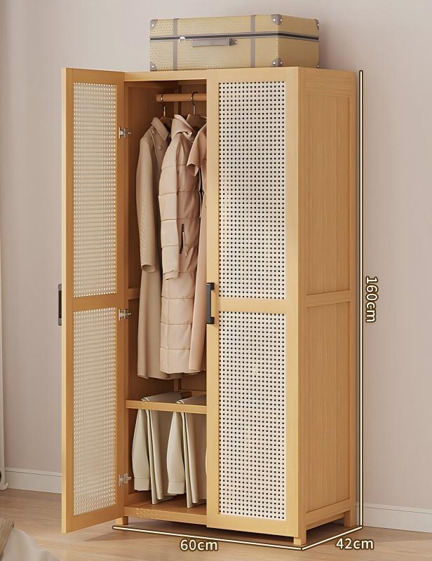 Plastic rattan wardrobe two doors-pants rack section