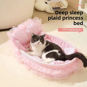 Tüm mevsim yumuşak prenses peluş Pet kanepe yuva Pet yatak Macaron renkli sevimli kedi yatakları - Product Image 4