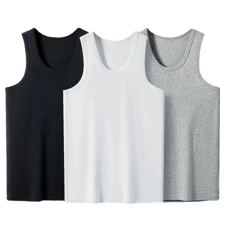 Custom Men's Bottoming Vest Cotton Muscle Fitness Blank Workout Gym Clothes Sport Summer Leisure Wear Sleeveless T Shirts