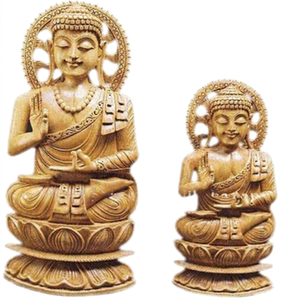 Figurine de Bouddha en bois sculpté, sculpture artisanale en bois de santal, art bouddhiste, objet de collection, décoration écologique autoportante, Rajasthan - Product Image 1