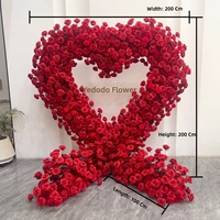 Arche en forme de cœur rouge, fleurs artificielles en soie, décoration de demande en mariage, fleurs artificielles, arrangement de roses fait main