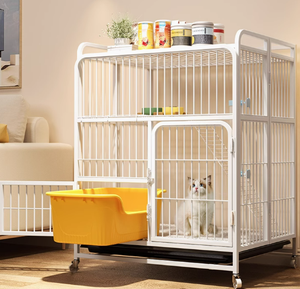 <span class=keywords><strong>Cage</strong></span> intérieure extra-large pour chat <span class=keywords><strong>avec</strong></span> toilette intégrée, motif uni, construction en acier écologique, fermeture à bouton pour petites races - Product Image 3