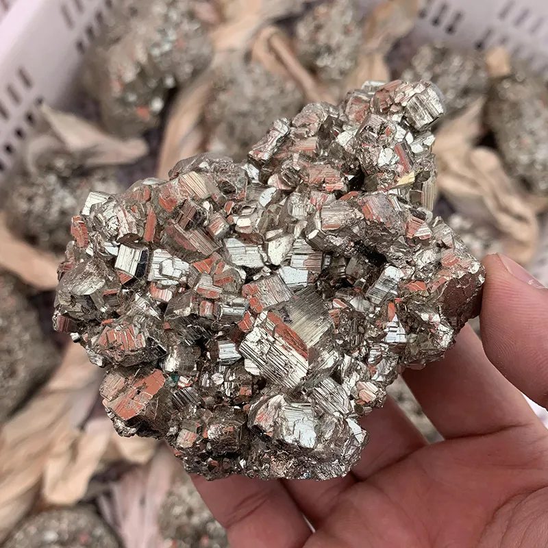 Wholesale natural copper pyrites brass cluster rough chalcopyrite mineral specimen for Decorate