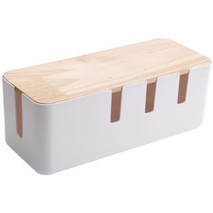 Hot Sale Cable Management Box White Cord Organizer Box with Bamboo Cover Power Cord Box Hider for Home & Office