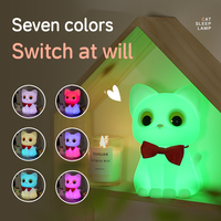Lampe d'ambiance pour enfants activée par le toucher, lampe de nuit mignonne en forme de chat avec nœud papillon, décoration de chambre à coucher