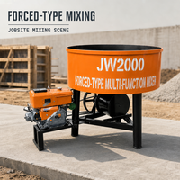 Bétonnière à moteur diesel JW2000, machine à mélanger le béton à bouche plate verticale, mélangeur de ciment pour la construction