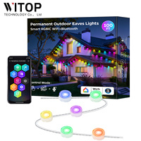 Bande LED intelligente imperméable IP67 de haute qualité de Shenzhen, éclairage ponctuel extérieur, 50 pieds, 100 pieds, 200 pieds, décoration de gouttières, contrôle par application