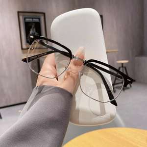 Lunettes de vue demi-cerclées rectangulaires TR2204 unisexe, protection contre la lumière bleue, verres PC anti-lumière bleue, montures optiques simples - Product Image 5