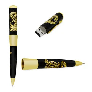 2024 Hot Sales Custom Logo Golden Usb Stick Pen Shaped Wholesales Price 1gb 2gb4gb 8gb 16gb 32gb 64gb 128gb Usb Flash Drive