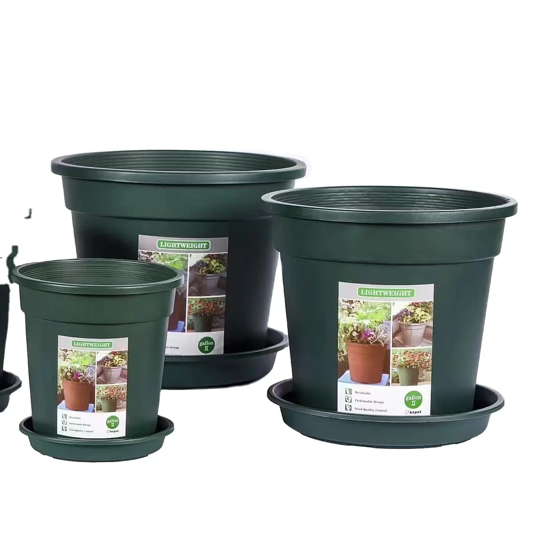 1 Gallon Pot 3 Quart 3 Liter 6.5" Inch 16.5cm Blow Mold Black HDPE Plastic Nursery Pots For Nursery Plants