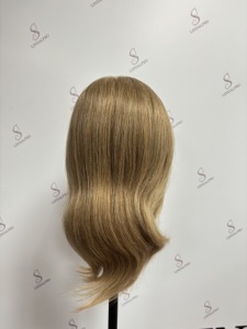 Tête de mannequin <span class=keywords><strong>blonde</strong></span> 100% cheveux humains de 16 pouces pour la pratique professionnelle de la coiffure tête d'entraînement haute densité pour la <span class=keywords><strong>coloration</strong></span> - Product Image 3