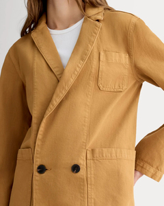 Blazer jaune <span class=keywords><strong>moutarde</strong></span> pour <span class=keywords><strong>femme</strong></span>, à double boutonnage, ample et léger, pour un look décontracté ou professionnel - Product Image 3