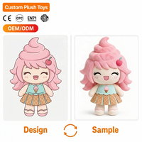Peluche personnagre de dessin animé mignon en forme de crème glacée, jouet doux personnalisé, fourniture en gros OEM, cadeau promotionnel pour enfants, en polyester
