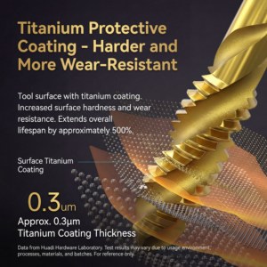 धातु और मिश्र धातु प्रसंस्करण के लिए 10-50 गहराई के साथ प्रीमियम हुदी M3-M16 एचस नल के दाहिने हाथ के धागे HRC20-46 - Product Image 2