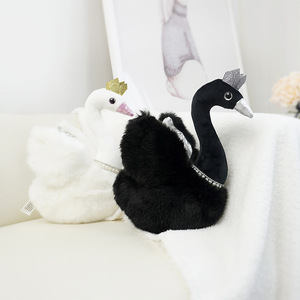 Animale nero bambola cigno bianco bambola cigno peluche per bambini regalo decorazione di nozze nero cigno bianco - Product Image 5