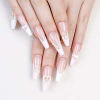 Faux Ongles de Luxe 24 Pièces en Gros, Grande Remise, Diamant Complet & Style Noël, Faux Ongles à Coller & Ongles de Noël pour Filles