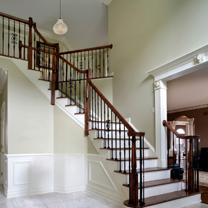 Escalier en bois massif 7035 de fabrication vietnamienne, monte-escalier rapide à volute droite, accastillages personnalisés, escaliers intérieurs, mains courantes en bois - Product Image 1