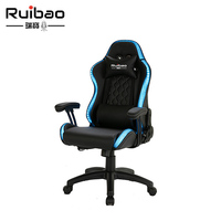 Chaise de bureau ergonomique RGB pivotante pour gaming en cuir synthétique, avec éclairage LED, réglable en hauteur, 3 positions, style racing