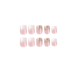 OEM Groothandel Franse 3D Kunstnagels Ombre Korte Vierkante Volledige Dekking Handgemaakte Acryl Bling Opzetnagels - Product Image 3