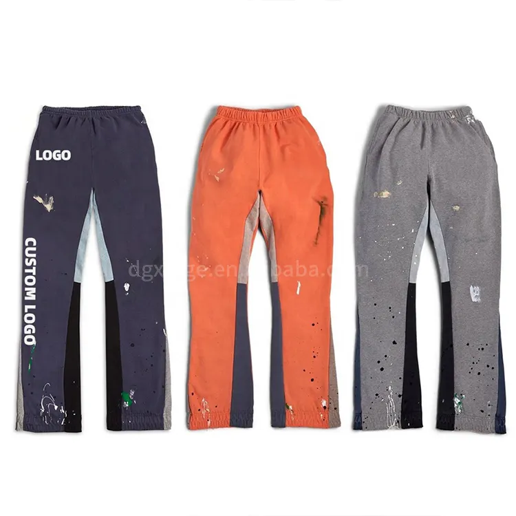 Pantaloni della tuta da uomo personalizzati di alta qualità pantaloni della tuta da jogging patchwork Graffiti Paint Splatters pantaloni elastici da uomo svasati