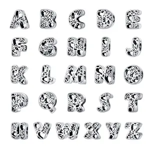 Letter Charms 925 Silver Trendy Cartoon Lovers Unisex Zircon Sterling Silver Cute Charms for Jewelry Making IGI Anniversary Jd