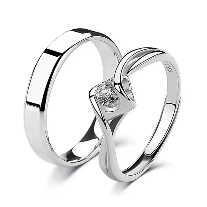 DAOSHANG 925 Sterling Silver Couples Rings You Complete Me Engagement Rings  Set Heart Matching Rings for Women Men Adjustable|Amazon.com