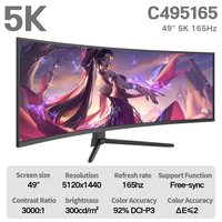 Monitor Gaming de 165Hz, Pantalla Curva de 49 Pulgadas, Monitor Ultra Ancho 5K, Monitor de PC, Pantalla LED para Juegos