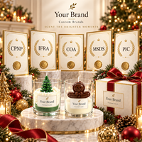 Ensemble de bougies parfumées de Noël en verre, en forme de sapin et de bonhomme en pain d'épices, en cire, pour les fêtes, vente en gros, fournisseur OEM ODM, marque privée