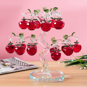 <b>Crystal</b> Apple <b>Tree</b> Red Home Decor Living Room Ornament Entrance TV Cabinet Craft Gift - Product Image 1