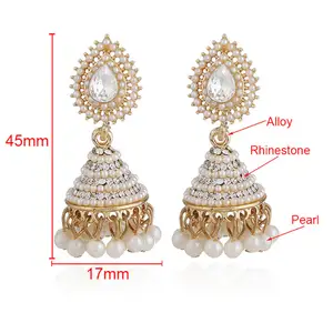 India pARTY WEAR Fashion Umbrella Jhumlas Jhumki STYLE CZ Jhumka earring pearl beads