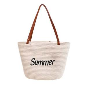 Sac de plage portable en forme de baril à paille grande capacité personnalisé 2024, doublure polyester, sans sangle, pour femme, vente chaude - Product Image 6