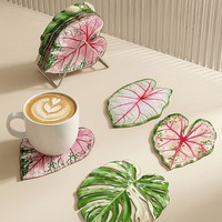 Sous-plat en acrylique OEM personnalisé, résistant à la chaleur et anti-brûlure, motif plante tropicale, style moderne premium Ins pour la maison et la cuisine