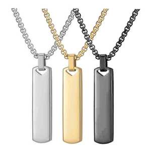 Collar con Colgante Rectangular de Acero Inoxidable de 40 mm, Geométrico, Unisex, Joyería para Regalo - Product Image 1