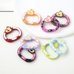 naona Accessoire de bijouterie DIY coloré ovale effet goutte d'huile petit canard à ressort, porte-clés et chaîne de téléphone portable - Product Image 1