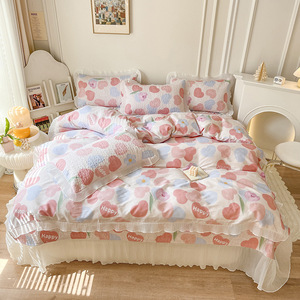 Cotton Country Style <strong>Princess</strong> Lace <strong>Bedding</strong> 4pcs Set - Product Image 3