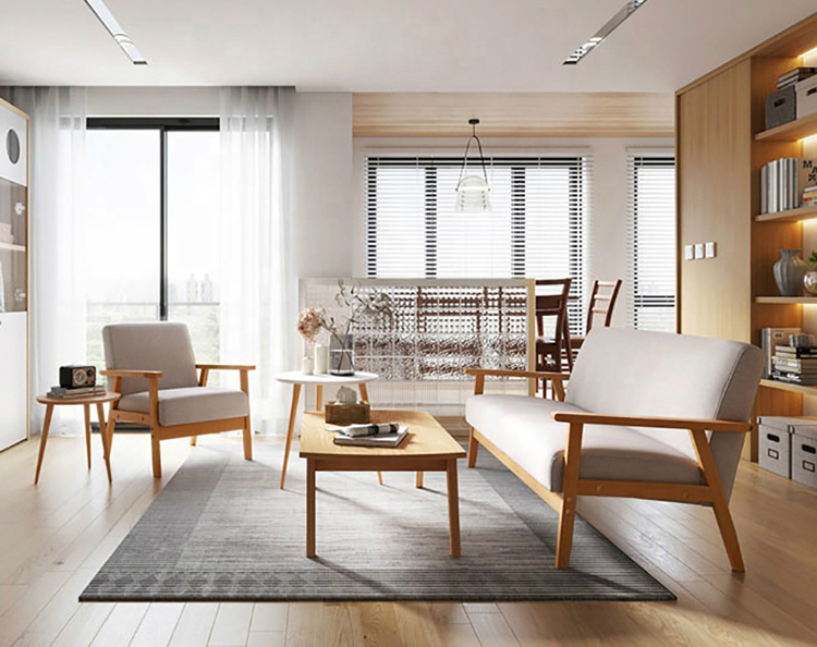 Wholesale Cheap Upholstered Wooden Dining Room Armchair Linen Chair Sofa Set Furniture For Living Room