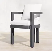 PORTOFINO Mobilier d'extérieur en aluminium de style américain Chaise à dossier en T et demi-cercles Chaise de salle à manger en aluminium fabriquée à la main avec bras