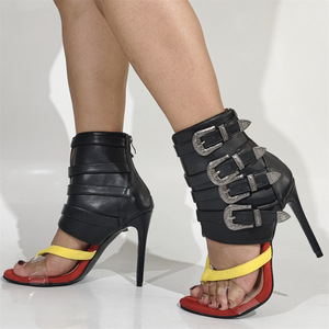 Botas de Verano Estilo Pasarela Europeo-Americano, Sandalias con Punta Abierta, Tacón Alto, Cierre Trasero, Parte Superior de PVC, Zapatos que Aumentan la Altura - Product Image 1