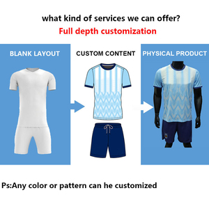 Ensemble de tenue de football personnalisée OEM, uniforme de football, t-shirt, kit complet d'équipe, haute qualité, transfert thermique, respirant, col en V, short de football - Product Image 5
